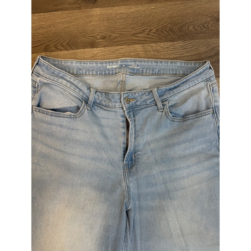 Old Navy Wow Wide Leg Jeans Womens 16 High Rise Light Wash Denim Stretch Relaxed